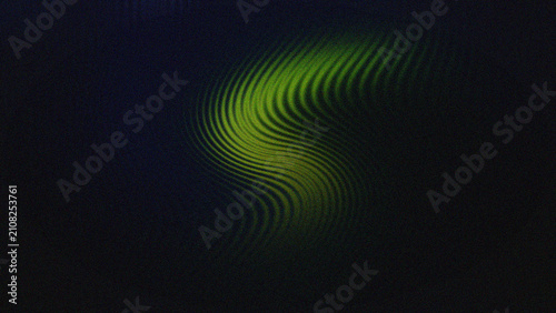 Bild auf Leinwand Mesmerizing Granular Luminous Green Waveform Undulating in Abstract Darkness, Excellent for Digital Art