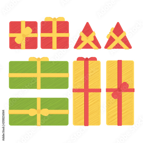 Colorful Christmas Gift Boxes Vector Illustration Collection
