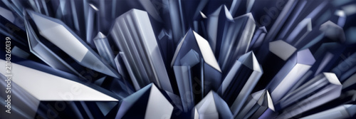 Tableau sur toile Abstract background in gray and black colors with large crystals with highlights