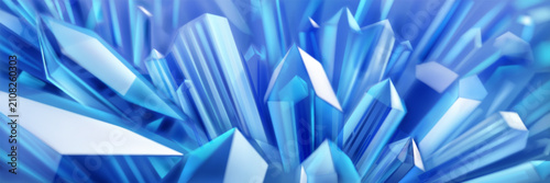 Konstfotografi Abstract background in light blue colors with large crystals with highlights on