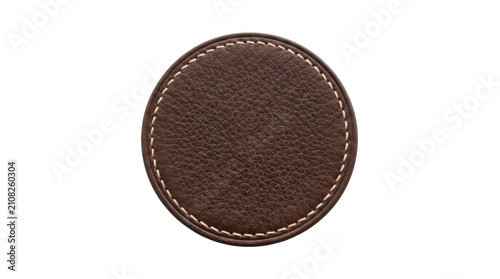 Brown leather coaster isolated on transparent background