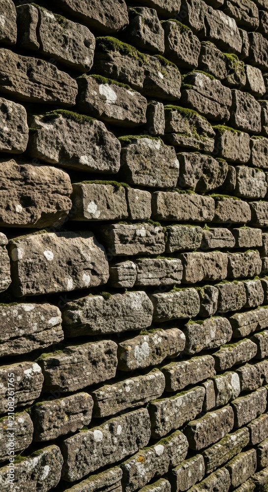 Fototapeta premium Close up view of old weathered stone brick wall texture.