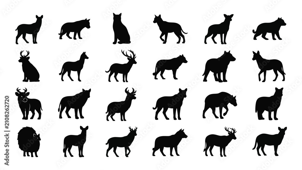 Fototapeta premium Set of black animal silhouettes