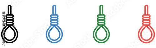 Schilderij op canvas Hangman knot and gallows rope icons representing capital punishment penalty execution danger crisis and severe despair concepts, vector design