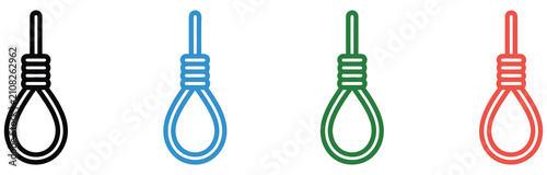 Tablou pe pânză Hangman knot and gallows rope icons for capital punishment execution penalty danger crisis and severe despair symbolism, vector design