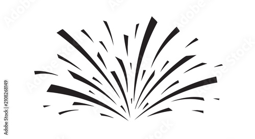 Black confetti burst vector illustration on white background.