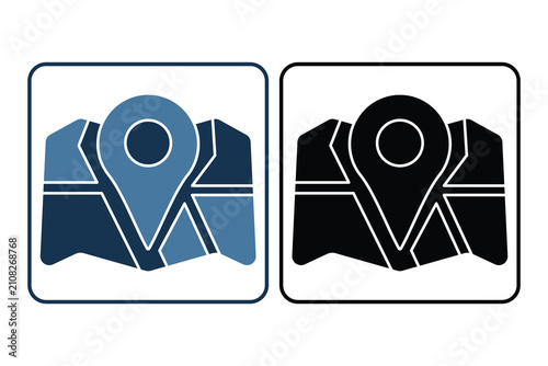 Modern map solid icon. related to camping and outdoor activity. ideal for graphic design resources