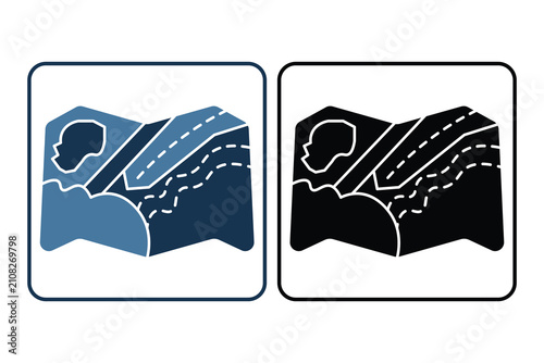 map icon. suitable to camping and outdoor, featuring a minimal solid style suitable for graphic resources