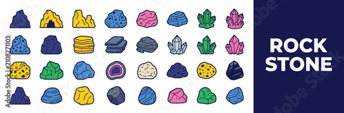 Foto Collection of Cartoon Rock and Crystal Icons