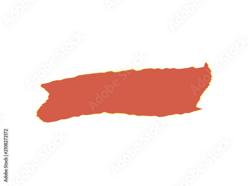 Photos An elongated terracotta colored paper strip with rough torn ragged edges