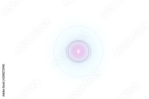 Cyan circular lens flare with a purple center isolated on transparent background
