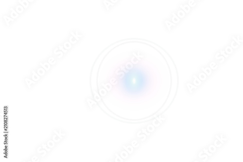Compact pink and cyan circular lens flare isolated on transparent background