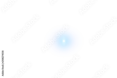 Soft blue circular lens flare isolated on transparent background
