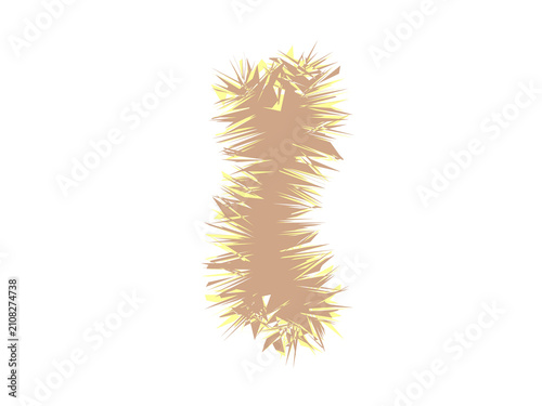 Foto A textured vertical shape with fuzzy light brown and yellow frayed edges