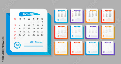 Beautiful 2027 Calendar Template with frame