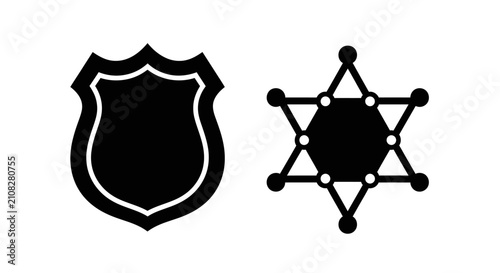 Photos Police badge and sheriff star silhouettes against a white background a stark gra