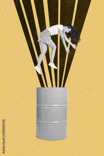 Фотография Exclusive image vertical photo collage of astonished businesswoman businessman f