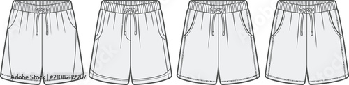 Photos Women's elastic waist drawstring casual shorts technical fashion sketch vector i