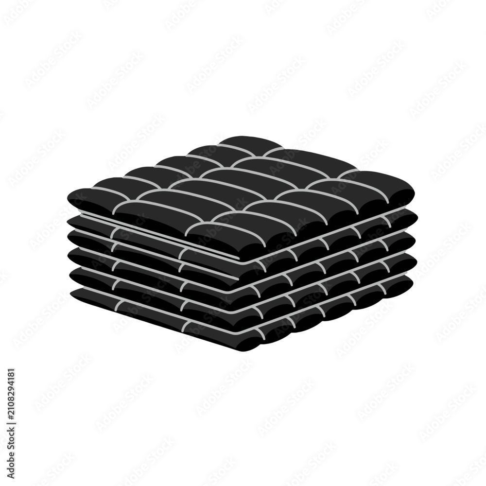 Obraz premium A stack of black quilted fabric squares arranged in a neat pile