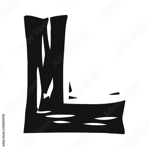 Rustic Woodcut Style Letter L Capital Alphabet Illustration