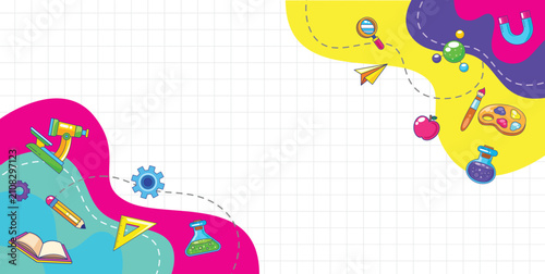 Hand drawn back to school doodle element vector template background