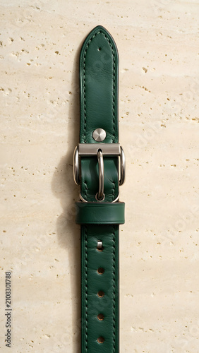 Matte forest-green full-grain leather pet collar