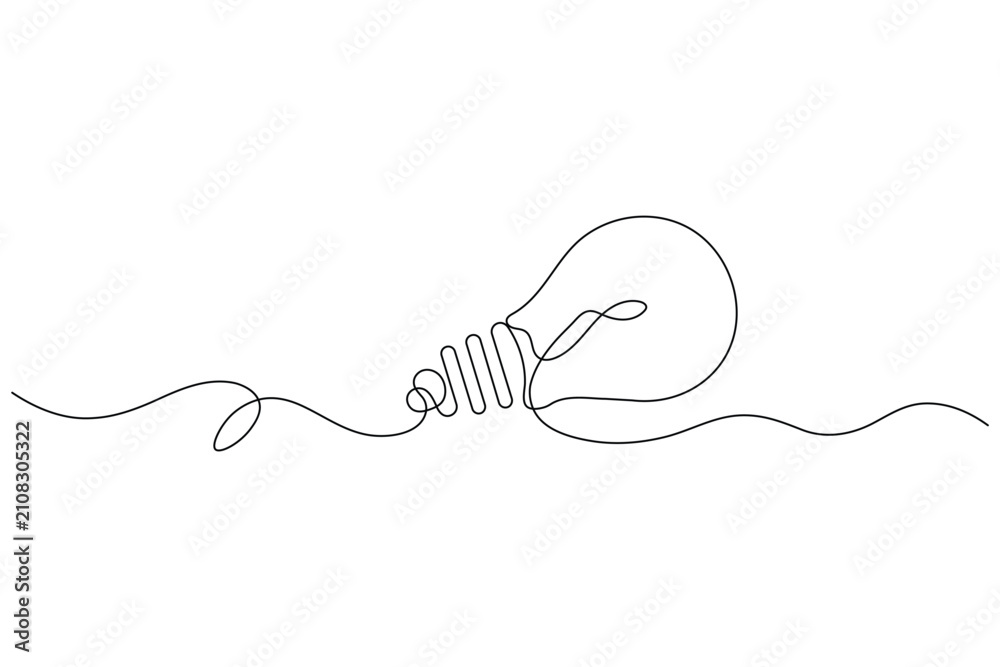 Obraz premium Light bulb line art drawing of idea concept isolated on white background 