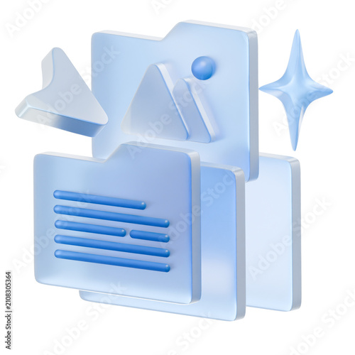 3D Multi-Model AI Data Input Folders and File Management Icon