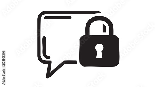 Secure chat message icon with padlock symbol vector.