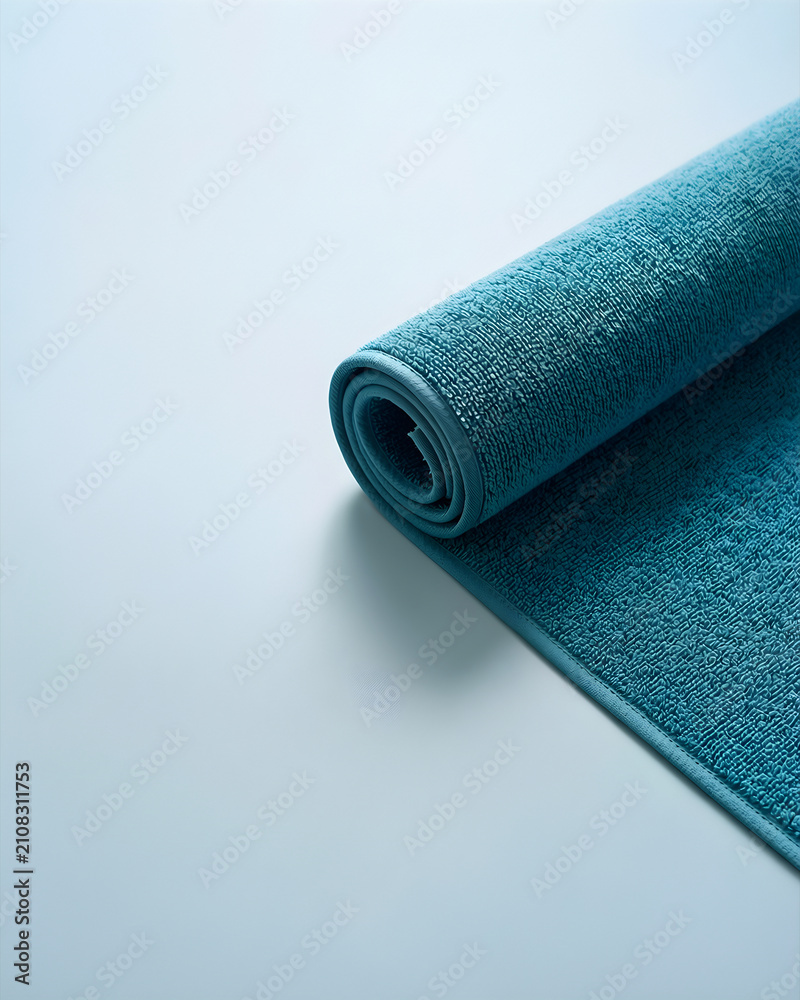 Obraz premium Rolled textured non-slip bath mat with a clearly patterned underside