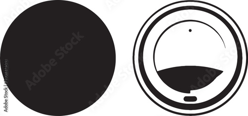 Foto Black coffee cup lid icon top view Vector, illustration