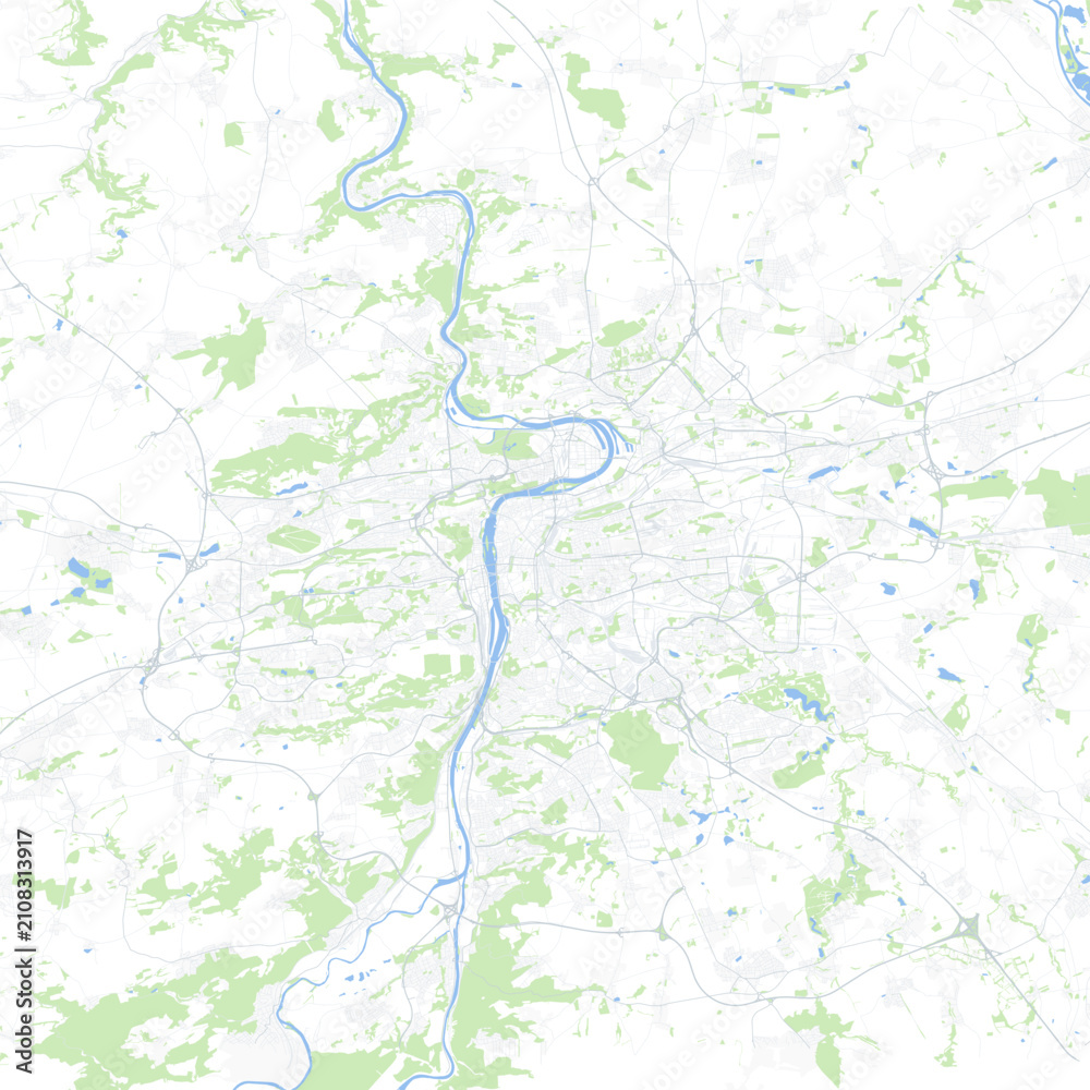Fototapeta premium Minimal vector city map of Prague with streets, parks and Vltava River
