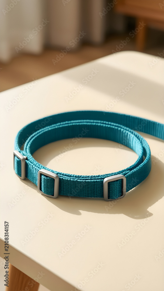 Fototapeta premium Plain teal woven-nylon cat travel harness