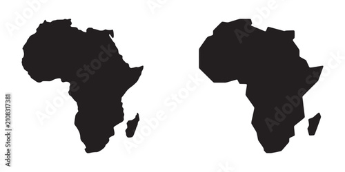 Картината върху платно Two outlines of africa continent shape isolated on white background vector illustration