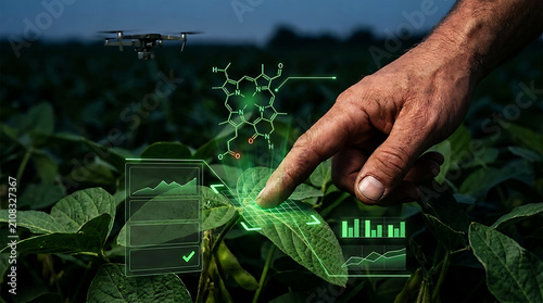 Smart Agriculture Field Analysis with Holographic HUD and Drone