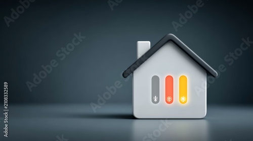 Smart home thermostat concept with temperature control indicators