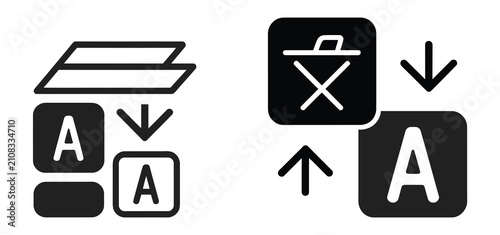 Obraz na plátně Thin line translation icon with language translator symbol for multilingual comm