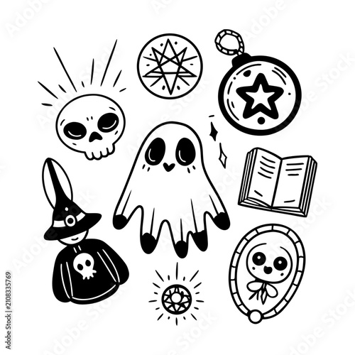 Halloween Silhouette Design Elements Collection