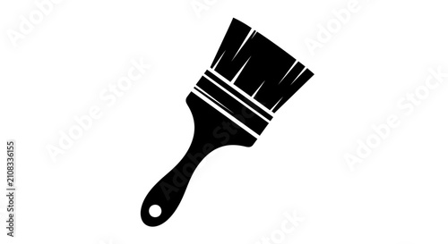 Paintbrush depiction in a flat black silhouette against a white background silhouette brush painting art artist artwork