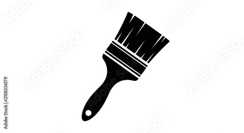 Paint brush depiction in a flat black silhouette against a white background silhouette paintbrush painting art artist