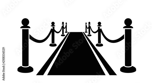 Obraz na plátně Red carpet entrance with velvet ropes and stanchions a black silhouette redcarpe