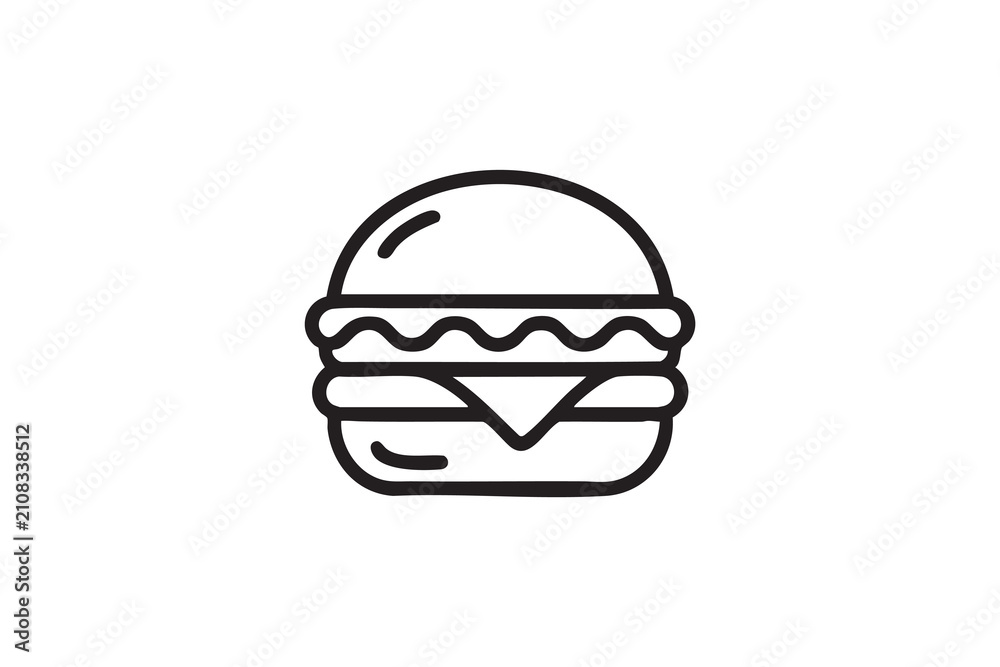 Fototapeta premium Modern Hamburger Illustration for Fast Food Branding and UI Projects