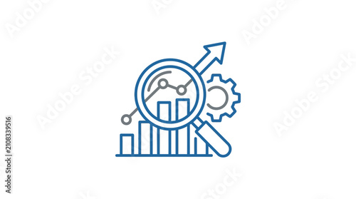 Business data analysis and growth icon