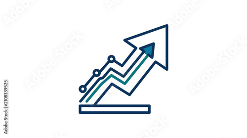 Dynamic rising growth arrow with data chart lines