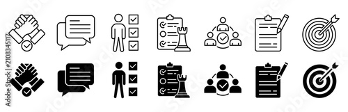 Negotiation icon set. contain agreement and skills vector illustration concept