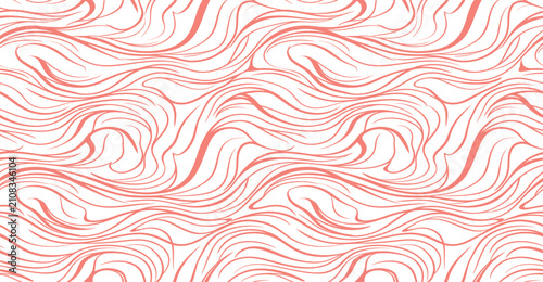 Obraz na płótnie Abstract Wavy Pink Pattern: A fluid and elegant seamless design featuring soft coral-toned lines that ebb and flow like gentle waves, creating a soothing and modern aesthetic for creative projects
