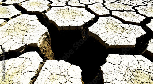 Extreme Drought and Climate Change Concept with Severely Cracked Dry Earth and Deep Fissures for Environmental Awareness