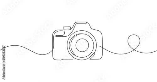 Camera Outline Single Continuous Line Drawing Illustration photographic lens