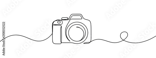 Foto Camera Outline Single line Illustration With Continuous Flowing Stroke photograp