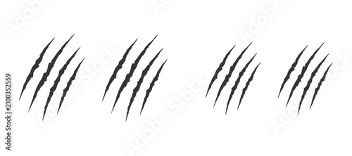 Fotografie Claw mark Silhouette Pattern With Sharp Lines On A Transparent Surface